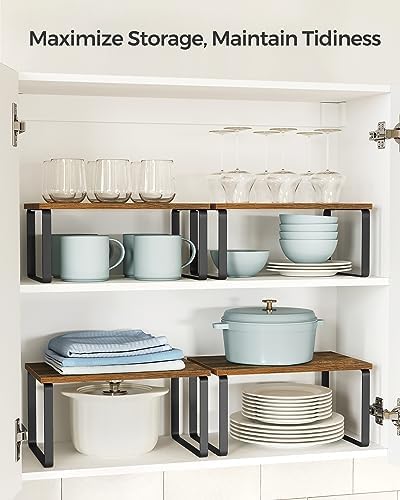 SONGMICS Cabinet Organizer Shelf, Set of 4 Spice Rack, Kitchen Storage - Image 4