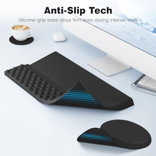 Ospelelf Ergonomic Mouse Pad and Keyboard Stand Wrist Rest Set, Memory Foam Comfort, Pain Relief for Typing, Office Desk Accessories, Black - Image 5