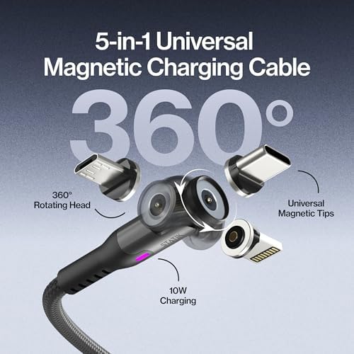 Statik 360 Magnetic Charging Cable - Type C Charger 3 in 1 USB C to USB C Cable, Micro USB & iProduct Tips, USB A Adapter, Phone Charger Cord, Compatible with All Devices - Black 3FT/1M, 3 Pack - Image 2