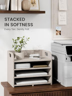Fluxynara 4-Tier Felt File Organizer with Carry Handles, Oatmeal - Image 2