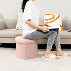 B FSOBEIIALEO Storage Ottoman Heart Shaped Ottoman with Storage, Pink - Image 4
