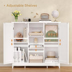 Iwell Storage Cabinet with 2 Doors and 4 Storage Shelves, Buffet Cabinet, Bathroom Cabinet for Living Room, Entryway, Home Office, White - Image 4