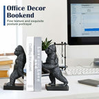 Decorative Bookends, Art Book Ends for Heavy Books, Heavy Bookends for Shelves, Vintage Non-Slip Base Book Holder, Resin Book Stopper for Home Office Decor (Black Gorilla) - Image 7