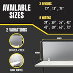 OBEX Clear Acrylic Desk Mounted Privacy Panel, 12" x 72", Clear - Image 3