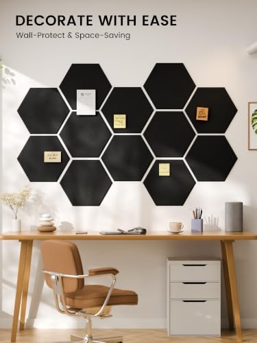 Fluxynara Extra Large 12-Pack Felt Bulletin Board Tiles, Black - Image 4