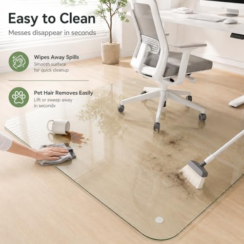 Glass Chair Mat Heavy 1/5" Thick Premium Tempered Glass Duty Hard Glass Chair Mats -for Office Chair on Carpet or Hard Floor with 4 Anti-Slip Pads (55" x 40) - Image 4