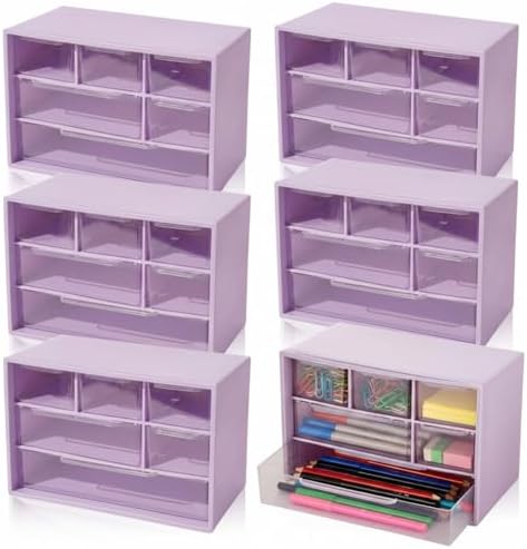 Briwooody 6 Pack Small Drawer Organizer Stackable Desktop Storage, Purple by Briwooody