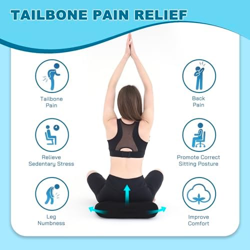 Office Chair Cushions for Back and Butt, Ergonomic Chair/Seat Cushion for Long Sitting, Sitting Pillow for Automobile, Wheelchair, Computer, Office Chair Hip Support Black - Image 4