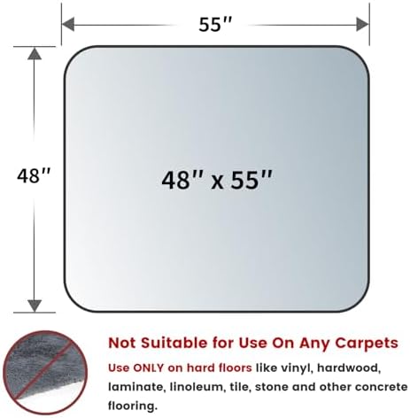 Yecaye Office Chair Mat for Hardwood Floor, 48" x 55" Rolling Chair Mat - Image 2