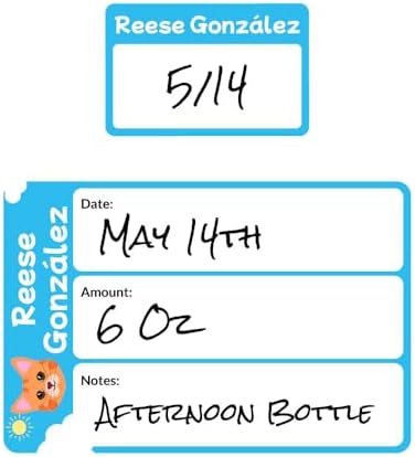 Name Bubbles - Reusable Baby Bottle Labels for Daycare (20 Labels) - Kids Washable Name Tags for Bottles, Sippy Cups, & Snack Containers, Waterproof, Baby Name Stickers, Write-On (Cats) by NameBubbles