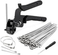 Cable Tie Gun Kit with 100Pcs 11.8" 50Pcs 9.8" 50Pcs 7.8" 304 Stainless Steel Zip Ties, Heavy Duty Wire Fence Repair Tool for Chain Link, Farm Metal Cages, Chicken Coops, Automotive Exhaust Wraps by WelcometoJhgQrivnuemWesupplydurablestainless%E2%80%91steelpliersandhandtoolsforindustrialhouseholdapplications