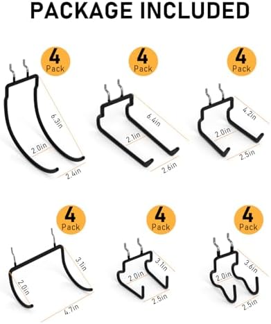 INCLY 24 Pack 1/4" Pegboard Drill Holder Tool Utility Hooks - Image 2