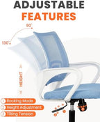 NEO CHAIR Office Computer Chair Ergonomic Mid-Back Mesh Desk Chair, SkyBlue - Image 6
