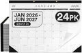 Desk Calendar 2026-2027 Large 22x17 Desk Calendar Jan 2026 - Jun 2027 Desk Blotter To-do List Planner (Black & White 24 Pack) by E-CLIPSUSA