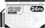 Desk Calendar 2026-2027 Large 22x17 Desk Calendar Jan 2026 - Jun 2027 Desk Blotter To-do List Planner (Black & White 24 Pack) by E-CLIPSUSA