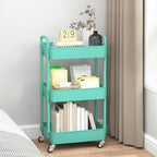 Sywhitta 3-Tier Plastic Rolling Utility Cart with Wheels for Storage, Green - Image 3