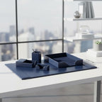 DACASSO Bonded Leather Desk Set - Luxury Leather Desk Pad & Desk Organization Essentials (Navy Blue, 5 Piece) - Image 5