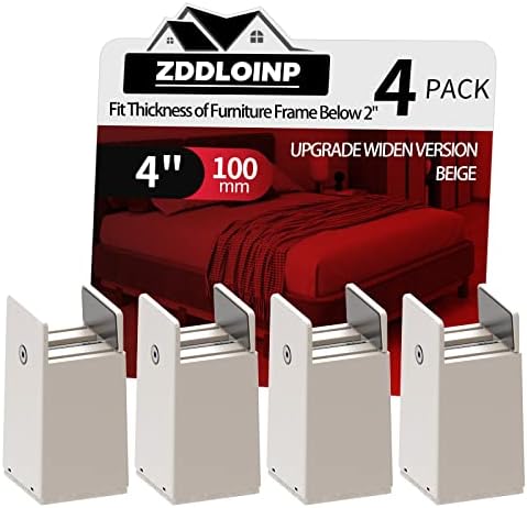 Furniture Risers 4 Inch with Adjustable Screw Clamp,4 Pack Beige by ZDDLOINP