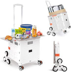 Foldable Utility Cart Collapsible Portable Crate Rolling Carts with Stair Climbing Wheels Tote Basket with Magnetic Lid Telescopic Cover Wear-Resistant 360°Rotate Wheel Noiseless for Shopping Office by SELORSS
