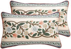 ISAENNE Vintage Linen Throw Pillow Cover,Set of 2,20"x12"-Naples C by Isaennehomedecoration