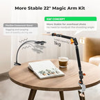 K&F CONCEPT 22" Magic Arm, Overhead Desk Camera Arm Mount, Long Articulating Friction Boom Arm for Phone, Action Camera, LED Light, Microphone - Image 3