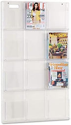 Safco Reveal Literature Rack, 12 Magazine Holder, Wall Mountable, Thermoformed Plastic Resin Construction, No Sharp Edges or Corners, Acrylic, Clear - Image 2