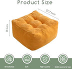HIGOGOGO Square Stuffed Pouf Ottoman, Corduroy Poufs with Foam Chunk Filling, Furry and Fluffy Pouf Foot Stool Storage Ottoman, 21 X 21 Floor Poufs Foot Rest for Living Room, Orange - Image 2