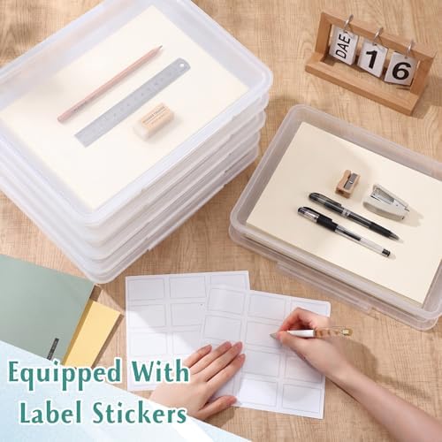 Tinlade 24 Pcs Classroom Paper Storage Bins with Lids, Clear, 13x10in - Image 5