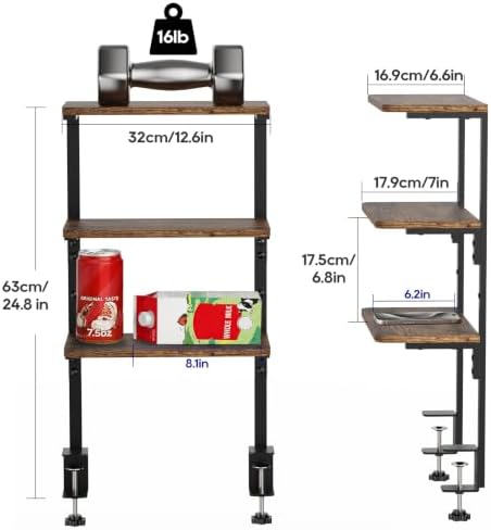 3-Tier Desk Shelf, Adjustable Clamp-On Desktop Organizer - Image 3