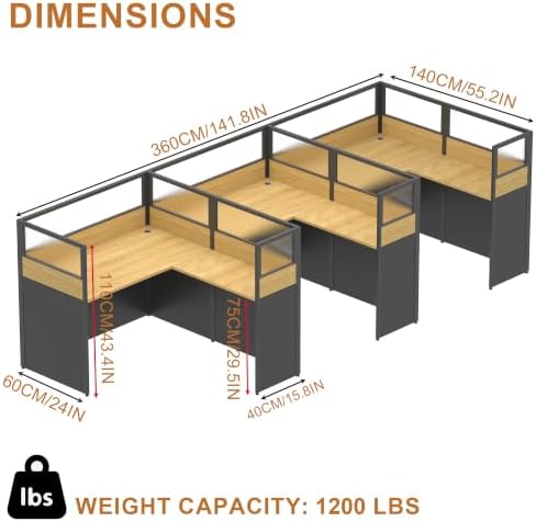 Nykto Office Cubicle Desk with Mute Privacy Panels (A3 Person-S, Walnut) - Image 2