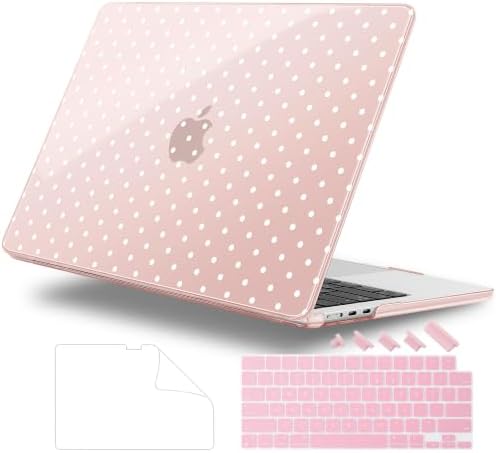 Case for 2026/2025/2024/2023 MacBook Air 15-inch Laptop Release M5 A3448 /M4 A3241 /M3 A3114 /M2 A2941, Stylish Protective Hard Shell Cover for MacBook Air 15.3 inch, Pink Polka Dots by WelcomeViseNewitems