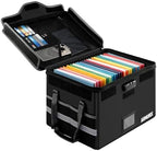 File Box with Lock, Fireproof Document Organizer Box with Lid & Handle, Portable Important File Folder Organizer, Collapsible Filing Storage Box for Home, Office & Travel by Unknown