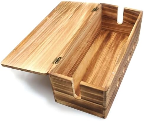 Large Wood Cable Management Box, Vintage Walnut Cord Organizer 14" - Image 7