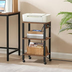 HOOBRO 3-Tier Printer Stand with Charging Station, Under Desk Printer Table, Printer Cart with Storage Shelves, Shelf for Small Spaces, for Home Office, Rustic Brown and Black BF63UPS01 - Image 2