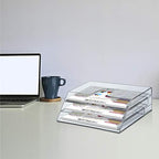 Acrimet Horizontal Triple File Folder Organizer Sorter, Letter Size, Clear - Image 3