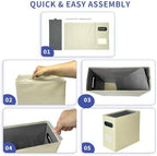4 Pack Collapsible File Storage Box for Letter Size Documents, Portable File Organizer Box with Plastic Rails and Reinforced Cardboard, Desktop and Home Office Organization, Beige - Image 6