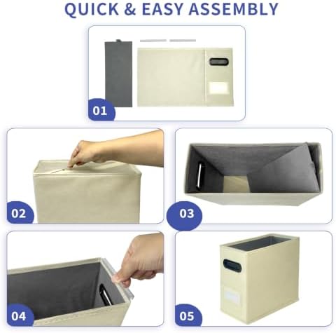4 Pack Collapsible File Storage Box for Letter Size Documents, Portable File Organizer Box with Plastic Rails and Reinforced Cardboard, Desktop and Home Office Organization, Beige - Image 6