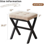 Foot Stool Small Ottoman Foot Rest Padded Foot Stool Desk for Under Office Desk Vanity Stool Bamboo Footstool Sofa Footrest Shoe Stool Small (Black Legs + Beige) - Image 2