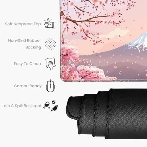 Gaming Mouse Pad 24x48 Desk Mat Large Mousepad Cherry Blossom Desk Pad Giant Full Mouse Mat XXXL Computer Mat for Protector Desktop Wireless - Image 3
