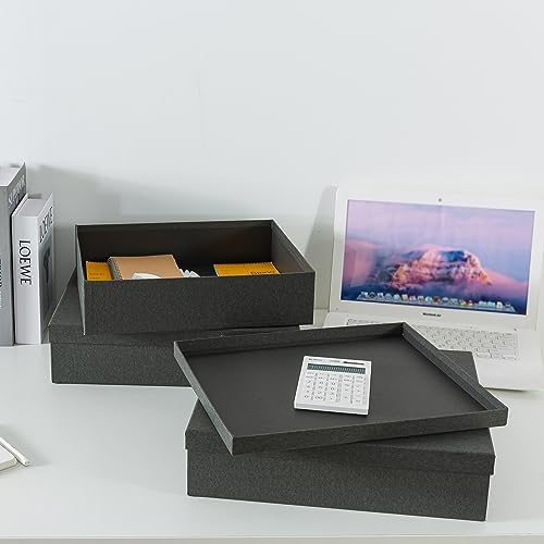 Soul & Lane - Black Kraft Decorative Storage Boxes with Lids, Set of 3 - Image 5
