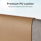 Aothia Faux Leather Desk Mat Mouse Pad, 63" x 17", Khaki - Image 4