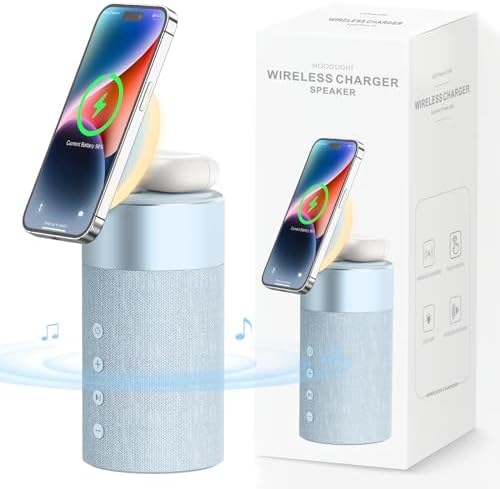 Bluetooth Speaker, Night Light, 15W Magnetic Fast Charging for Apple, Blue by COLSURCOLORYOURLIFE
