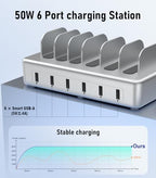 6 Port Charging Station for Multiple Devices, Multi Phone Charging Station - Image 5