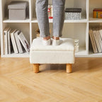 Aibiju Ottoman with Storage, Small Foot Rest for Couch 16x12x9.5inch, Safety Hinge Flip Top Foot Stool Load up to 330lb for Living Room Dorm Teddy White YD-JD136W - Image 6