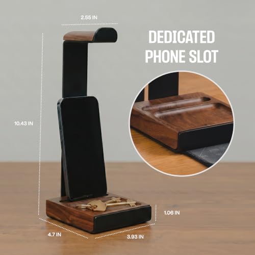 COREMINDED Universal Headphone Stand for Desk, Walnut Wood Headset Holder - Image 4
