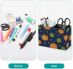 File Organizer Horror Triangle Smile Pumpkin Stars Circle Dots Pen‑Slot Sturdy Pouch,Classroom with Desk‑Accessory - Image 5