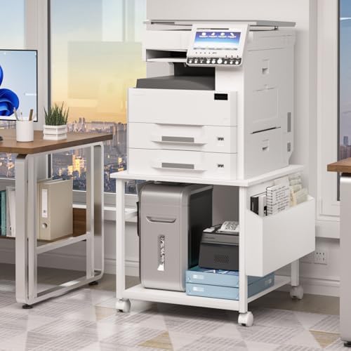 Lerliuo White Large Printer Stand with Storage by Lerliuo