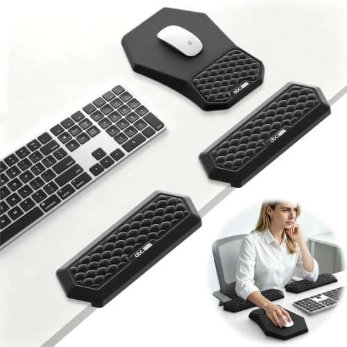 2-in-1 L-Shaped Desk Elbow Pads & & Mouse Pad Set with Wrist Rest, Black by abcmat