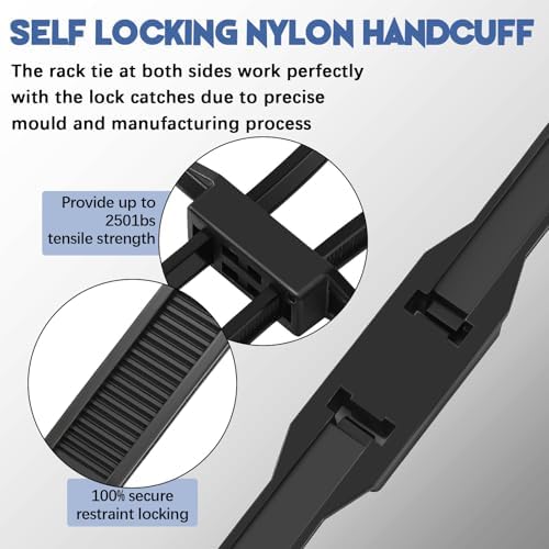 Wonderjune 30 Pcs 35.4 Inches Zip Tie Handcuff Heavy Duty 250 Lbs, Black - Image 3