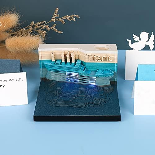 Titanic 3D Memo Pad with Lights, Tear Off Paper Reveal Ship Sticky Note Pad 3D Paper Craft Titanic Notepad DIY Office Home Decoration Gifts - Image 2